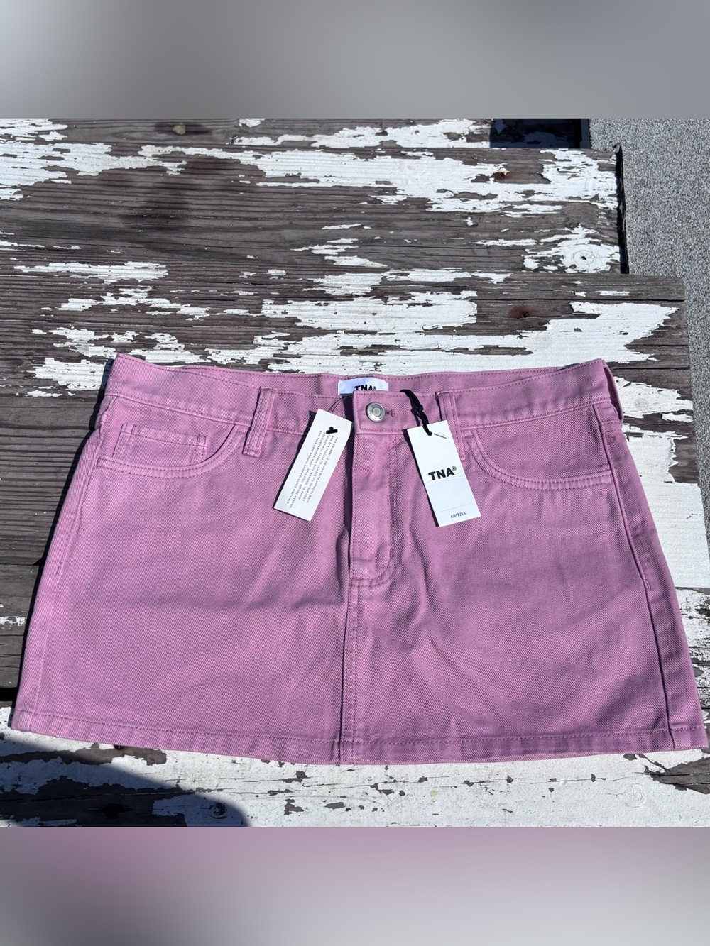 Aritzia BNWT TNA Pink Denim Mini Skirt